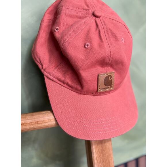 Carhartt Canvas Cap Work Wear Outdoors Patch Baseball Cap In Salmon Pink OS - Picture 2 of 7